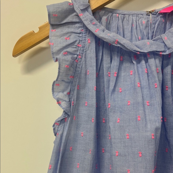 Lilly Pulitzer Top, Ruffle, Sleeveless, Blue w/Pink, Flowy, Feminine - Picture 5 of 12